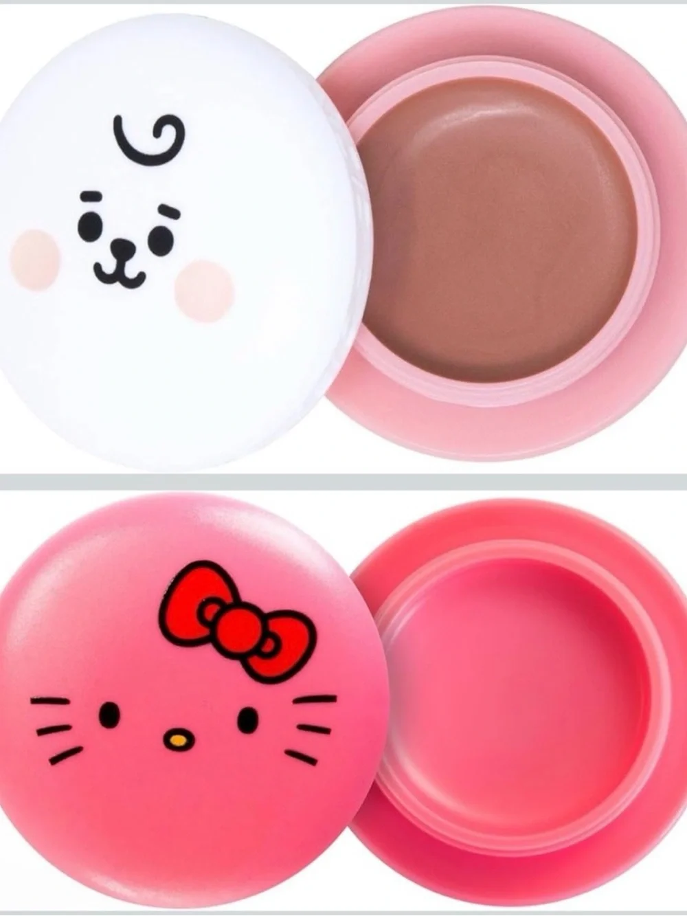BT21 x Hello Kitty Moisturizing Macaron Lip Balm Duo - Pink & White